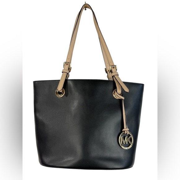 Michael Kors black & tan jetset shoulder tote bag purse. - Picture 2 of 15